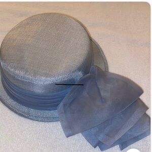 Elegant Blue Hat with Sheer Bow